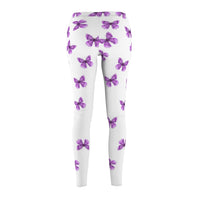 Women's Cut & Sew Casual Leggings With Purple Butterfly's - IBD Knick Knacks