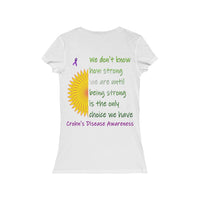 Crohn's Awareness Being Strong Women's Short Sleeve V-Neck Tee - IBD Knick Knacks