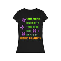 Crohn's Awareness My Hero Raised Me Women's V-neck Tee - IBD Knick Knacks