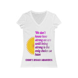 Crohn's Awareness Being Strong Women's Short Sleeve V-Neck Tee - IBD Knick Knacks