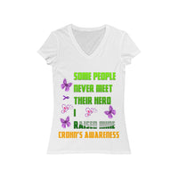 Crohn's Awareness Women's  I Raised My Hero Short Sleeve V-Neck Tee - IBD Knick Knacks