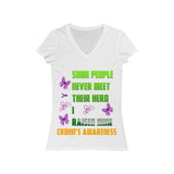 Crohn's Awareness Women's  I Raised My Hero Short Sleeve V-Neck Tee - IBD Knick Knacks