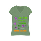 Crohn's Awareness My Hero Raised Me Women's V-neck Tee - IBD Knick Knacks