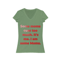 Some Moms Cuss Too Much (red rock texture) Short Sleeve V-Neck Tee - IBD Knick Knacks