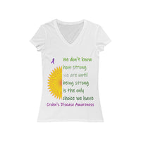 Crohn's Awareness Being Strong Women's Short Sleeve V-Neck Tee - IBD Knick Knacks