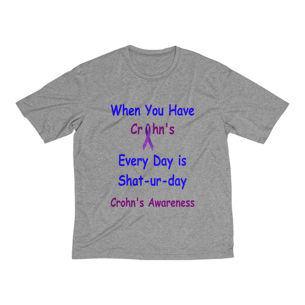 Crohn's Awareness Everyday is Shat-ur-day Men's Heather Dri-Fit Tee - IBD Knick Knacks