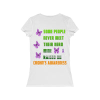 Crohn's Awareness My Hero Raised Me Women's V-neck Tee - IBD Knick Knacks