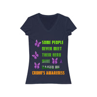 Crohn's Awareness My Hero Raised Me Women's V-neck Tee - IBD Knick Knacks