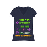 Crohn's Awareness Women's  I Raised My Hero Short Sleeve V-Neck Tee - IBD Knick Knacks