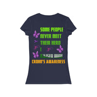 Crohn's Awareness Women's  I Raised My Hero Short Sleeve V-Neck Tee - IBD Knick Knacks