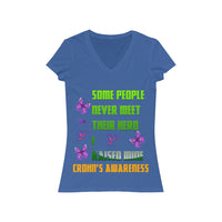 Crohn's Awareness Women's  I Raised My Hero Short Sleeve V-Neck Tee - IBD Knick Knacks