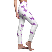 Women's Cut & Sew Casual Leggings With Purple Butterfly's - IBD Knick Knacks