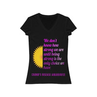 Crohn's Awareness Being Strong Women's Short Sleeve V-Neck Tee - IBD Knick Knacks