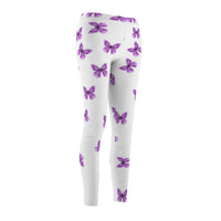 Women's Cut & Sew Casual Leggings With Purple Butterfly's - IBD Knick Knacks